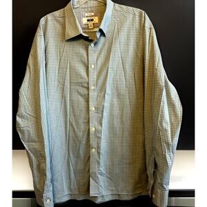 Joseph Abboud Men's 2XL Shirt Blue Green Checkered Cotton Casual Soft NO IRON